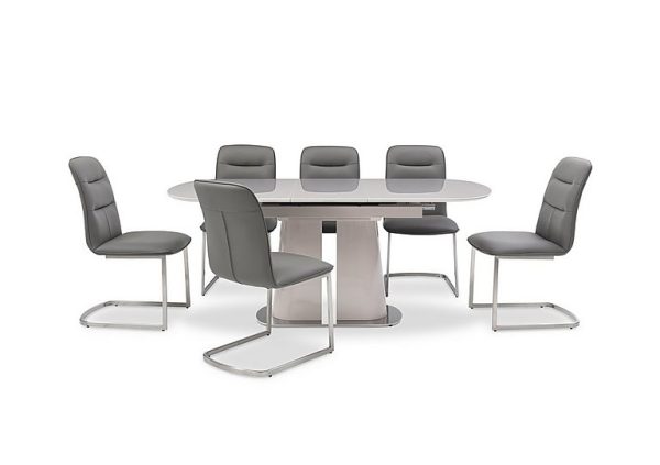 Cashmere Pop Up Extending Dining Table and 6 Chairs  140 cm  Charcoal | Bed Sava