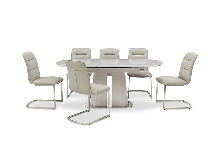 Cashmere Pop Up Extending Dining Table and 6 Chairs  140 cm  Taupe | Bed Sava