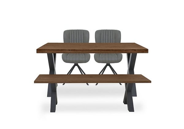 Bodahl  Compact Terra Straight Edge Dining Table with Bench and 2 Grey Swivel Chairs  Desert | Bed Sava