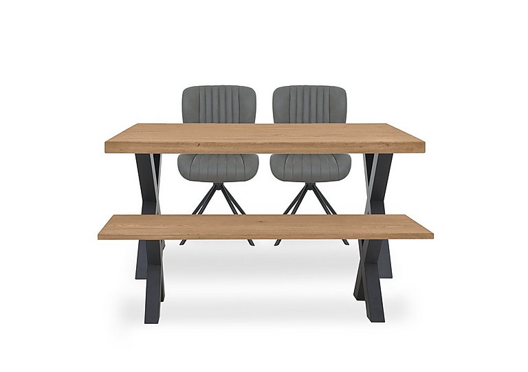 Bodahl - Compact Terra Straight Edge Dining Table with Bench and 2 Grey Swivel Chairs - Natura Bianca