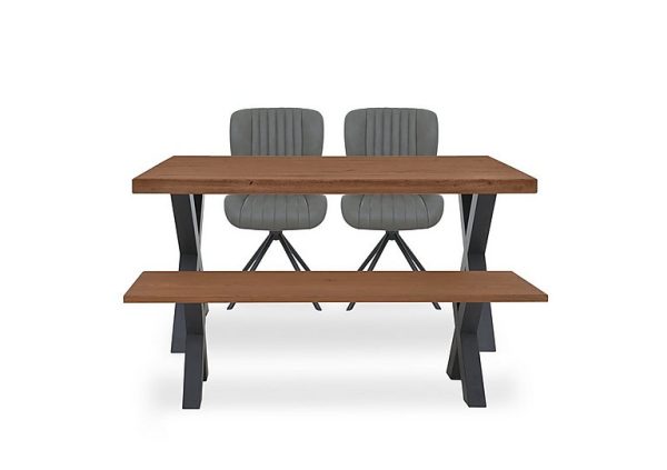 Bodahl  Compact Terra Straight Edge Dining Table with Bench and 2 Grey Swivel Chairs  Old Bassano | Bed Sava