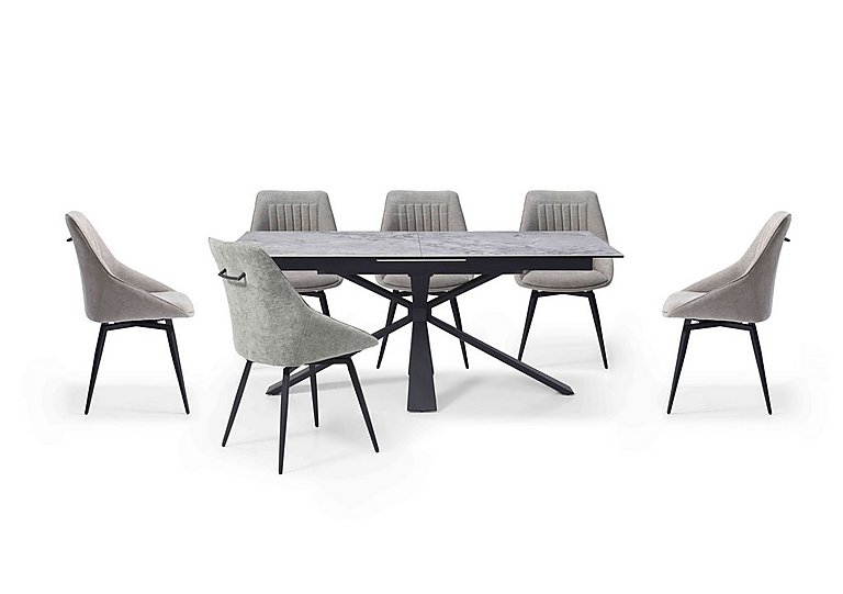 Crete Large Extending Dining Table and 6 Swivel Chairs - Taupe