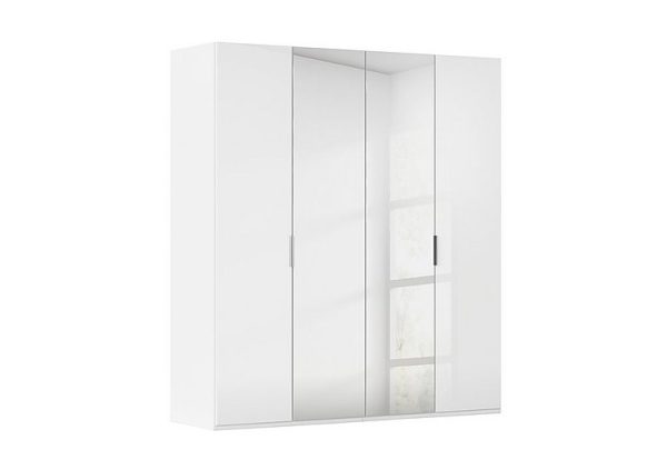 Rauch  Formes 4 Door Bifold Glass Wardrobe with 2 Mirror Doors  WhiteWhite Front | Bed Sava