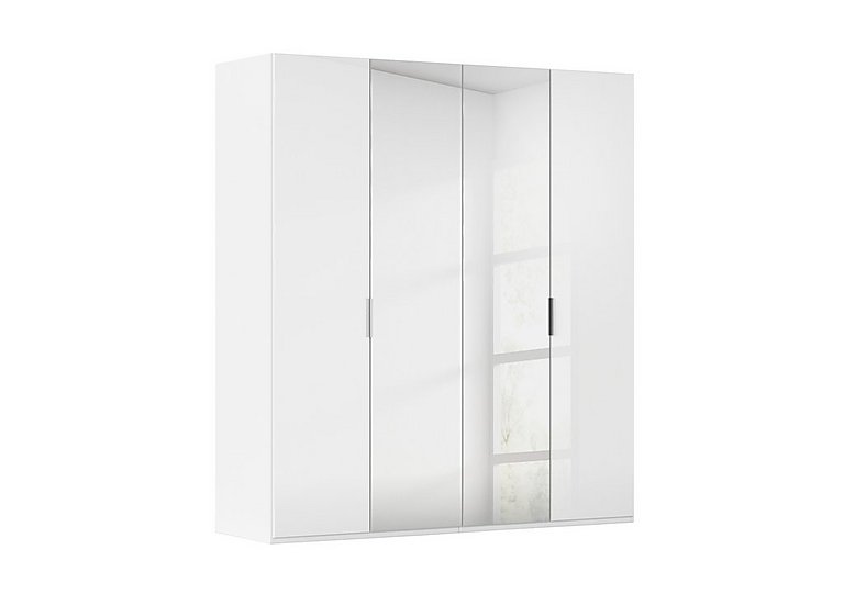 Rauch - Formes 4 Door Bifold Glass Wardrobe with 2 Mirror Doors - White/White Front