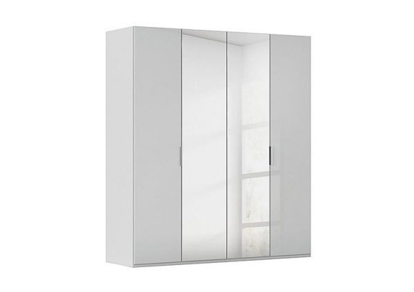 Rauch  Formes 4 Door Bifold Glass Wardrobe with 2 Mirror Doors  Silk GreySilk Grey Front | Bed Sava