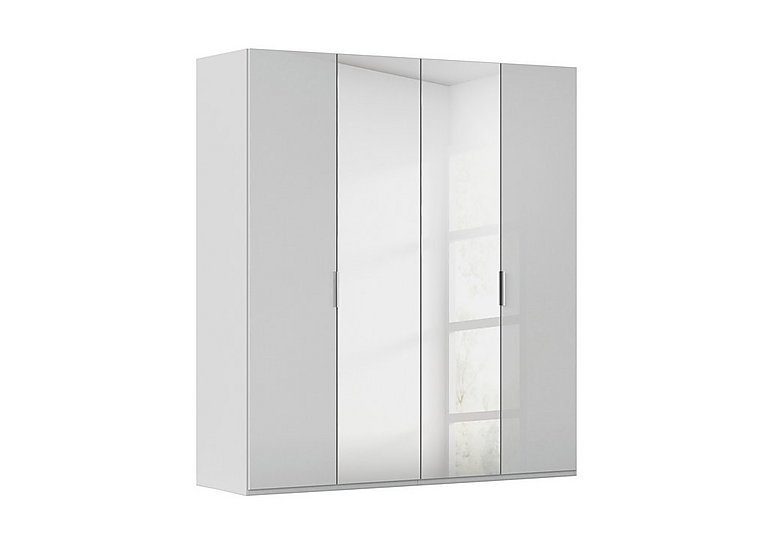Rauch - Formes 4 Door Bifold Glass Wardrobe with 2 Mirror Doors - Silk Grey/Silk Grey Front