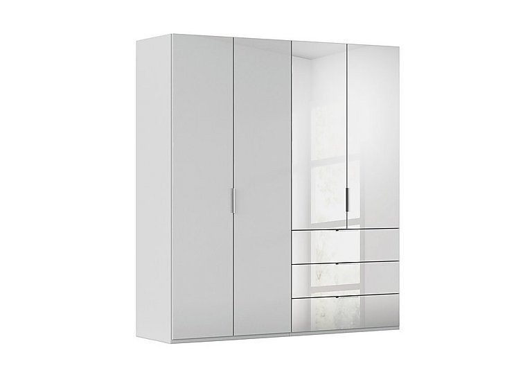 Rauch - Formes 4 Door Bifold Combi Wardrobe with 2 Full-Height Glass Doors - Silk Grey/Silk Grey Front