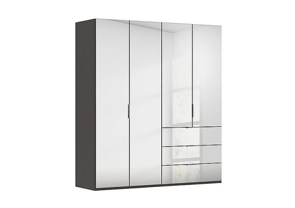 Rauch  Formes 4 Door Bifold Combi Mirror Wardrobe  GraphiteBasalt Front | Bed Sava