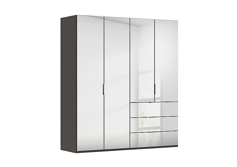 Rauch - Formes 4 Door Bifold Combi Mirror Wardrobe - Graphite/Basalt Front