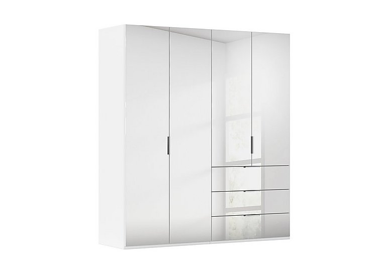 Rauch - Formes 4 Door Bifold Combi Mirror Wardrobe - White/White Front