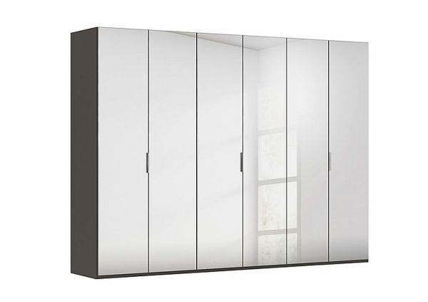 Rauch  Formes 6 Door Bifold Wardrobe with Mirror Doors  GraphiteBasalt Front | Bed Sava