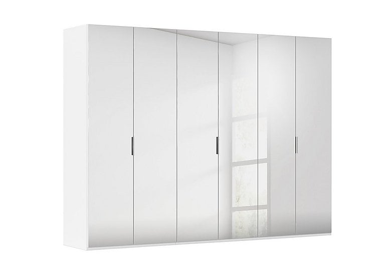 Rauch - Formes 6 Door Bifold Wardrobe with Mirror Doors - White/White Front
