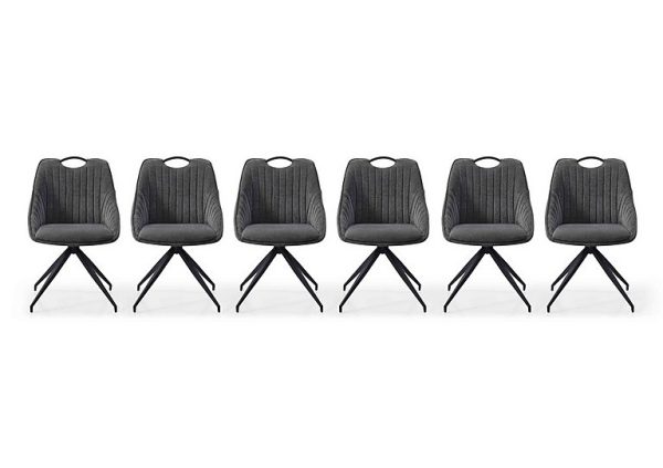 Jai Set of 6 Swivel Dining Chairs  Dark Grey | Bed Sava