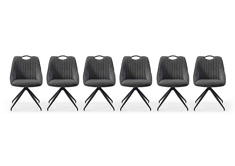 Jai Set of 6 Swivel Dining Chairs - Dark Grey