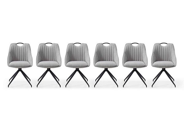 Jai Set of 6 Swivel Dining Chairs  Silver | Bed Sava