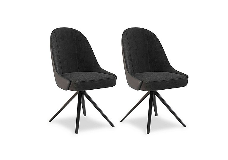 Jose Pair of Swivel Dining Chairs - Anthracite