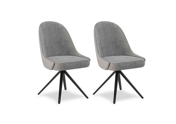 Jose Pair of Swivel Dining Chairs  Stone | Bed Sava