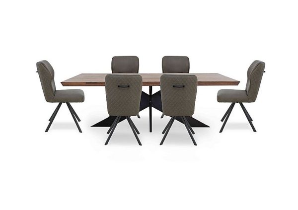 Bodahl  Loki Large Dining Table and 6 Steel Swivel Chairs  Desert | Bed Sava