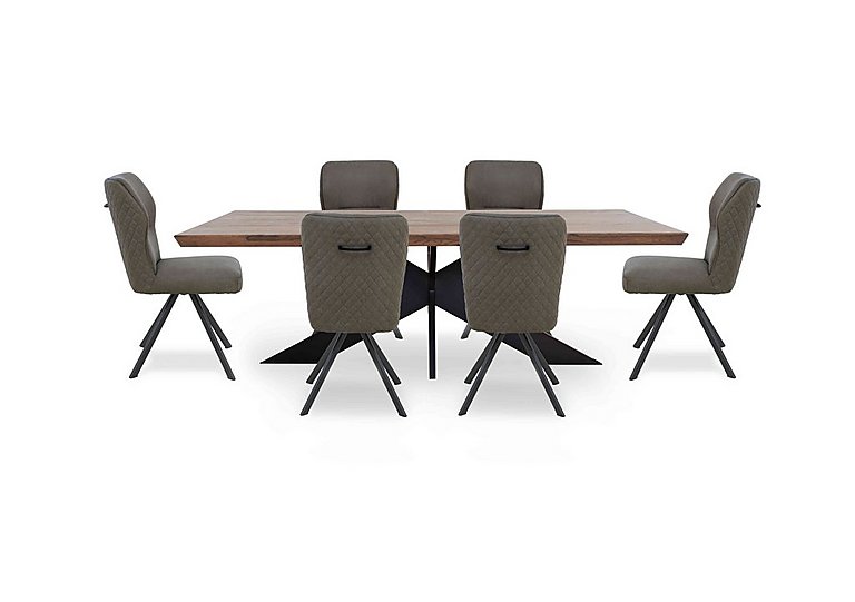Bodahl - Loki Large Dining Table and 6 Steel Swivel Chairs - Desert