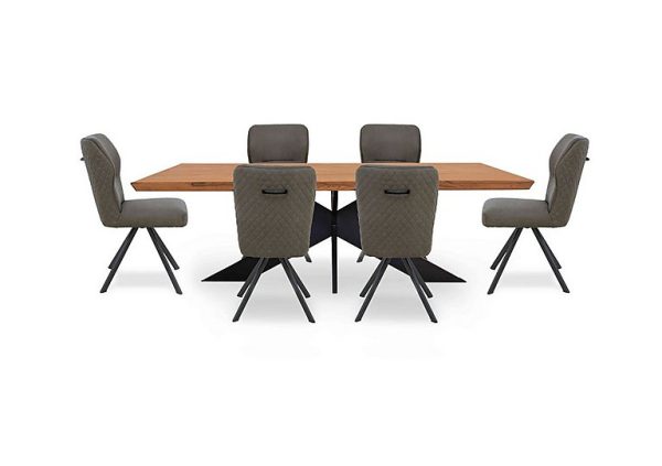 Bodahl  Loki Large Dining Table and 6 Steel Swivel Chairs  Oiled | Bed Sava