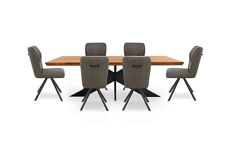 Bodahl - Loki Large Dining Table and 6 Steel Swivel Chairs - Old Bassano