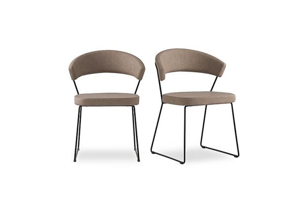 Connubia  New York Pair of Black Metal Leg Dining Chairs  Desert | Bed Sava