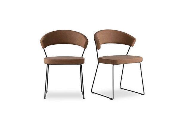 Connubia  New York Pair of Black Metal Leg Dining Chairs  Tobacco | Bed Sava