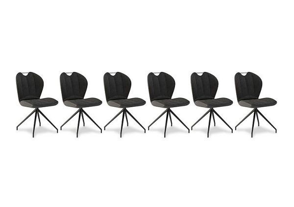 Raul Set of 6 Swivel Dining Chairs  Anthracite | Bed Sava