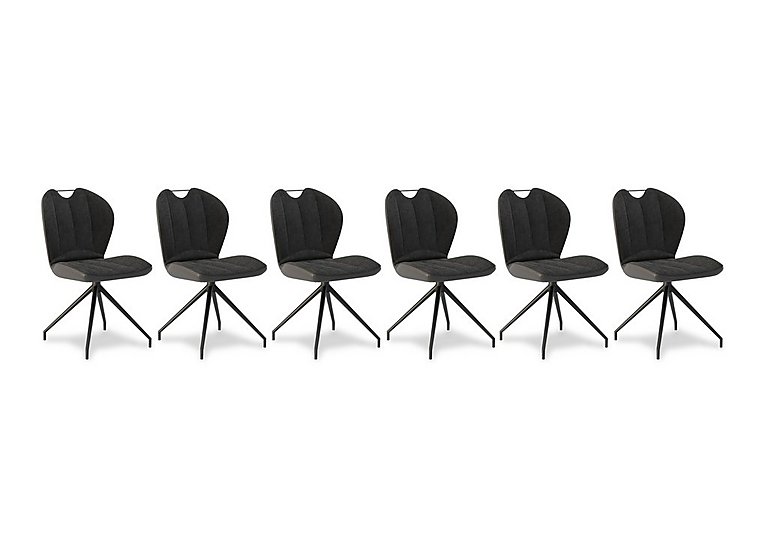 Raul Set of 6 Swivel Dining Chairs - Anthracite