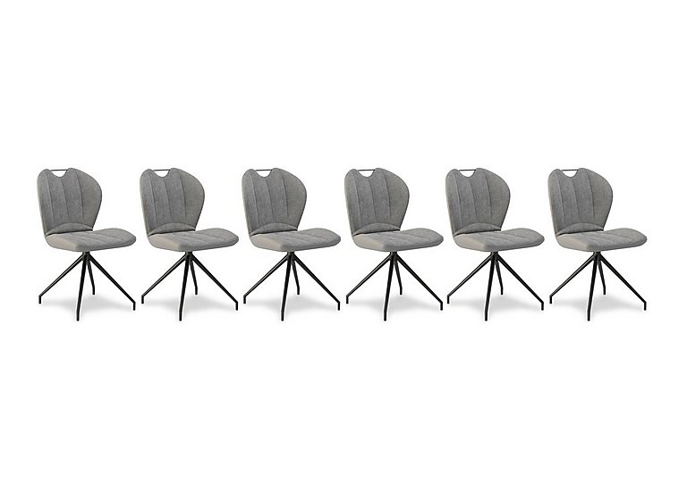Raul Set of 6 Swivel Dining Chairs - Stone