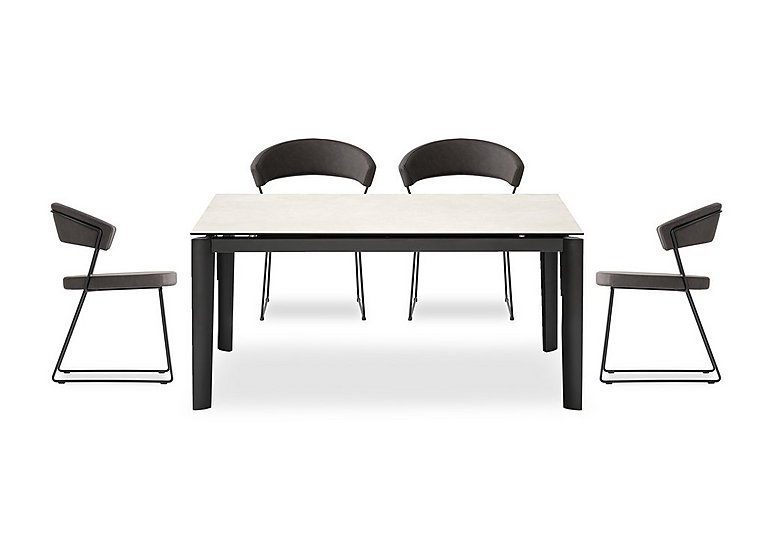 Connubia  Rosa 160cm Medium Extending Dining Table with Salt White Ceramic Top and Black Metal Legs and 4 New York Chairs | Bed Sava