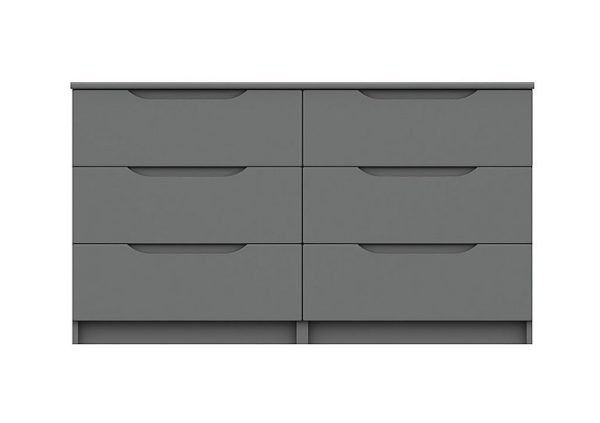 London Bedrooms  St Pancras 3 + 3 Drawer Chest  Dust Grey Gloss | Bed Sava