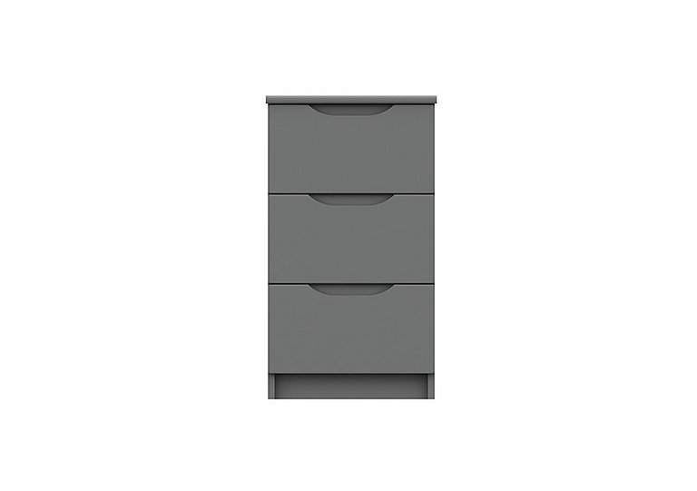 London Bedrooms - St Pancras 3 Drawer Bedside Cabinet - Dust Grey Gloss