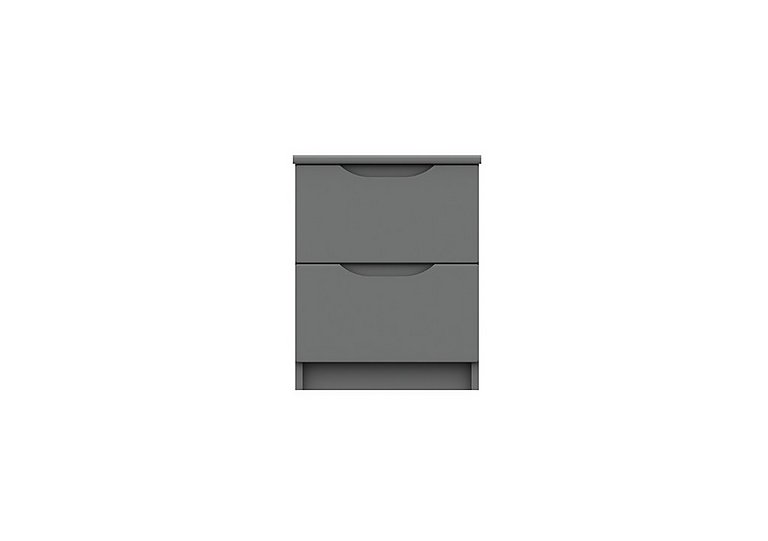 London Bedrooms - St Pancras 2 Drawer Bedside Cabinet - Dust Grey Gloss