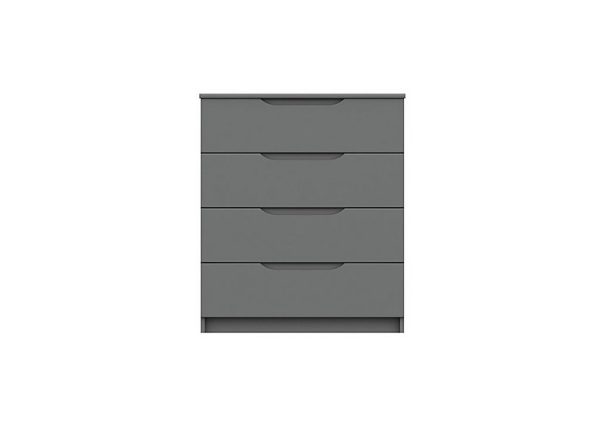London Bedrooms  St Pancras 4 Drawer Chest  Dust Grey Gloss | Bed Sava