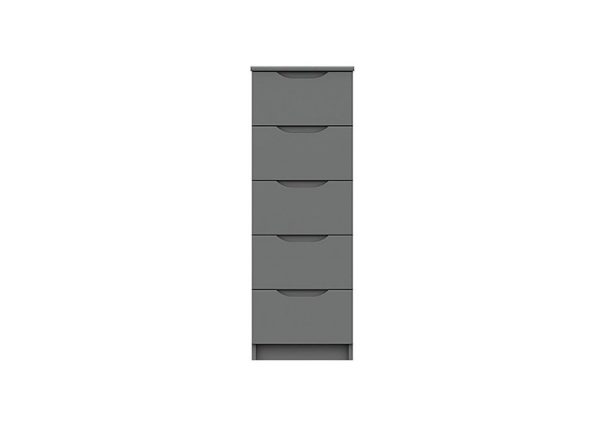 London Bedrooms  St Pancras 5 Drawer Tall Chest  Dust Grey Gloss | Bed Sava
