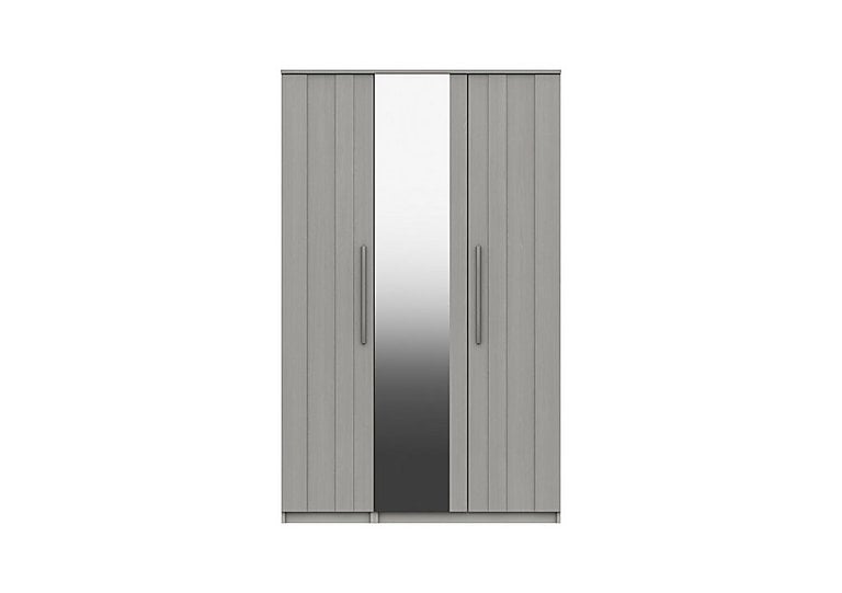 London Bedrooms  Victoria 3 Door Wardrobe with Mirror  Light Grey | Bed Sava