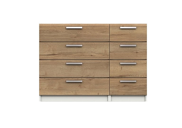 London Bedrooms Waterloo - 8 Drawer Chest - White and Natural Rustic Oak