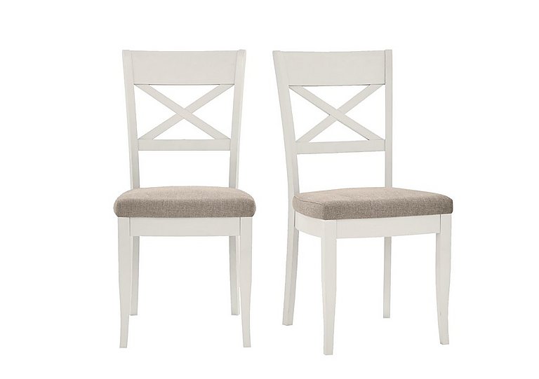 Furnitureland - Annecy Pair of Cross Back Fabric Dining Chairs - Pebble Grey