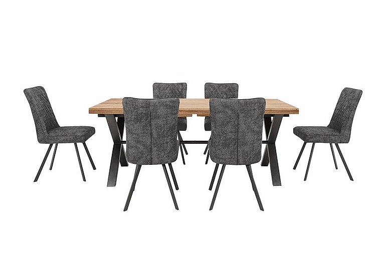 Earth Large Straight Edge Dining Table and 6 Chairs - Graphite