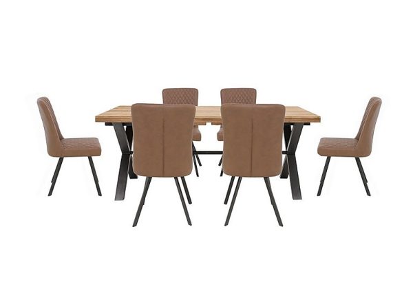 Earth Large Straight Edge Dining Table and 6 Chairs | Bed Sava