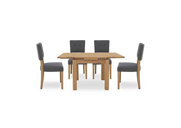Augusta Draw Leaf Extending Dining Table and 4 Open Back Upholstered Chairs  Anthracite | Bed Sava