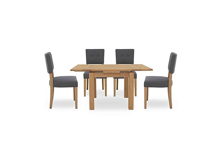 Augusta Draw Leaf Extending Dining Table and 4 Open Back Upholstered Chairs - Anthracite