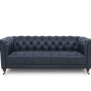 Columbus Leather 3 Seater Sofa with Castors | Bed Sava