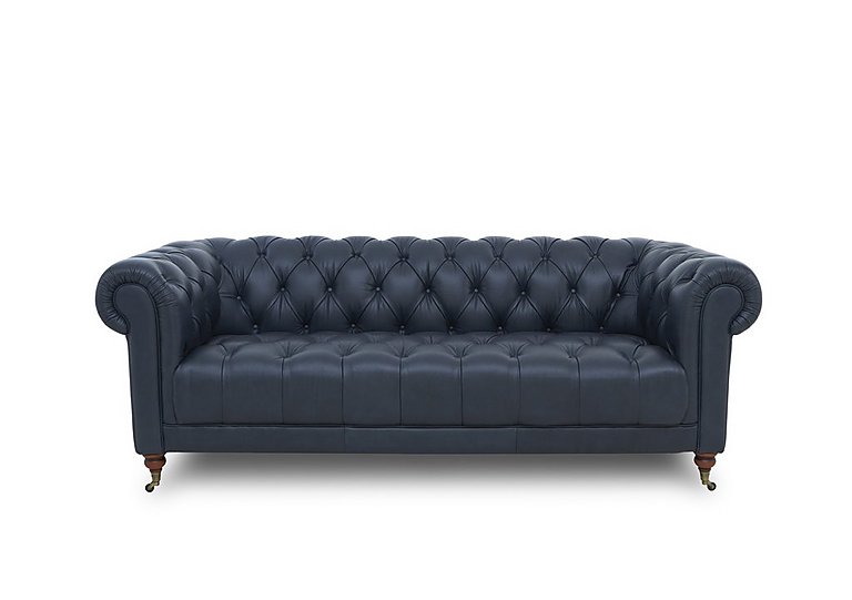 Columbus Leather 3 Seater Sofa with Castors
