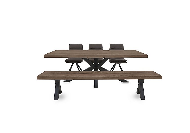 Bodahl - Njord Raw Edge Dining Table with Metal Star Base, Bench and 3 Chairs - 220-cm - Desert