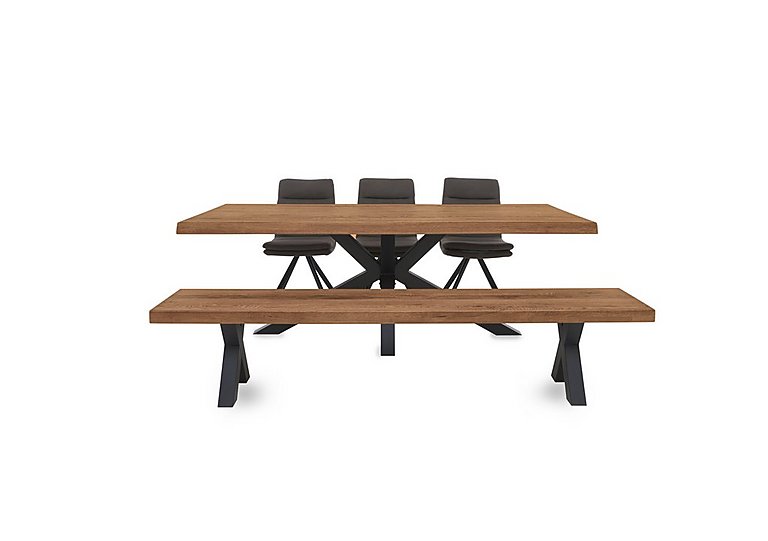 Bodahl - Njord Raw Edge Dining Table with Metal Star Base, Bench and 3 Chairs - 240-cm - Oiled