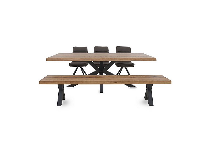 Bodahl - Njord Raw Edge Dining Table with Metal Star Base, Bench and 3 Chairs - 220-cm - Old Bassano