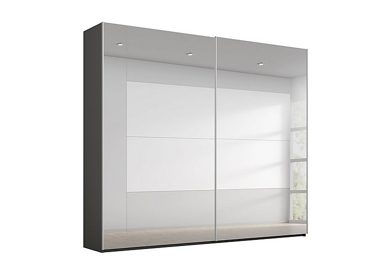 Rauch - Rio 226cm 2 Door Sliding Wardrobe with Premium Interior Fittings Package - Graphite Carc/Grey Mirror