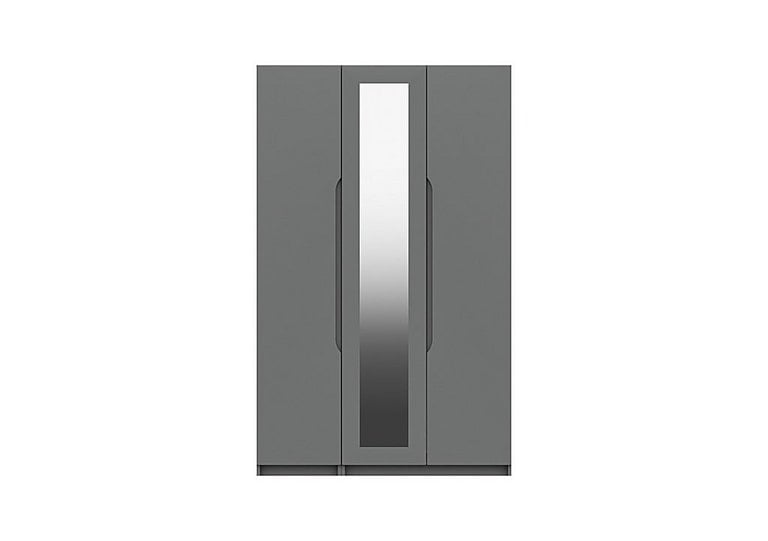 London Bedrooms  St Pancras 3 Door Wardrobe with Mirror  Dust Grey Gloss | Bed Sava